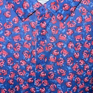 Callaway Mens LT Red Blue Crab Print Short Sleeve Polo Golf Apparel Blue
